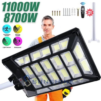 99990000LM Commercial Solar Street Light Dusk to Dawn Road Area Lamp High Bright
