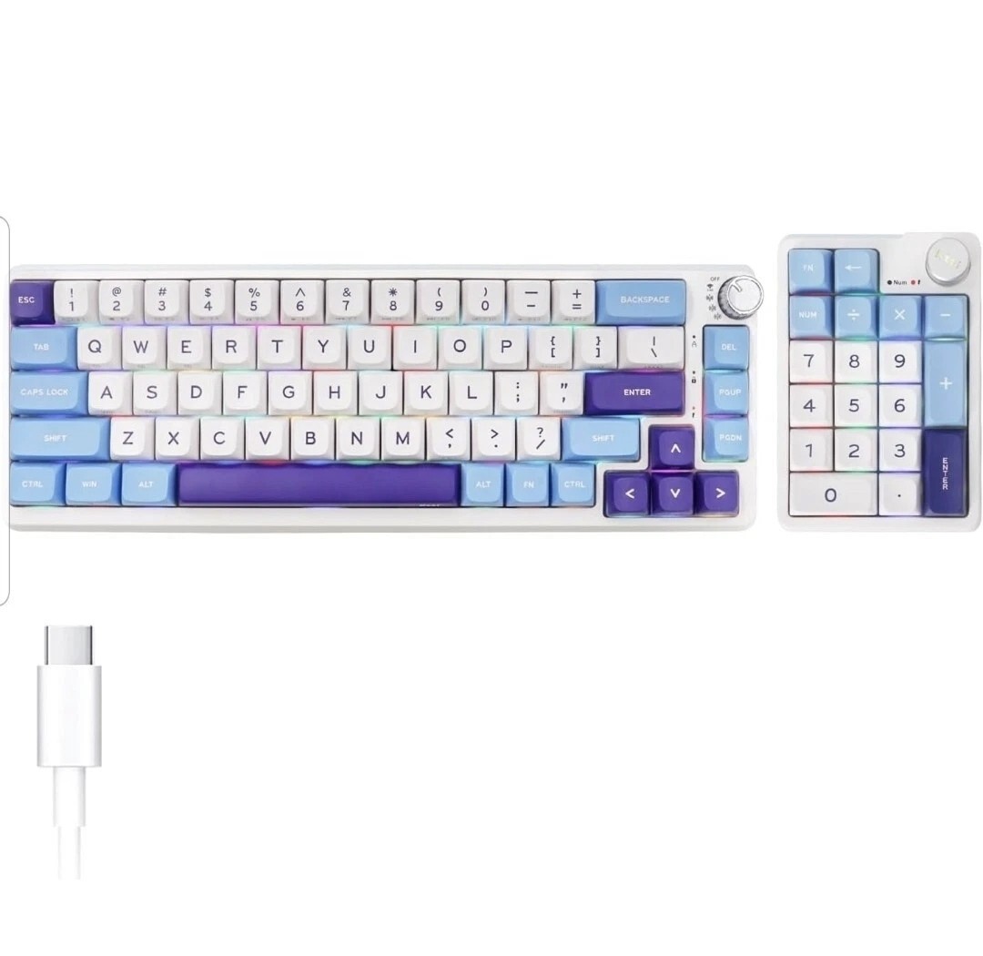 ELMWAY KZZI K68 PRO Wireless Mechanical Keyboard RGB +Detachable Numpad Hot Swap