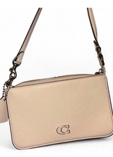 Beige coach women shoulder bag