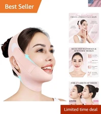 Breathable Ice Silk Chin Strap - Double Chin Reducer & Jawline Shaper, Pink