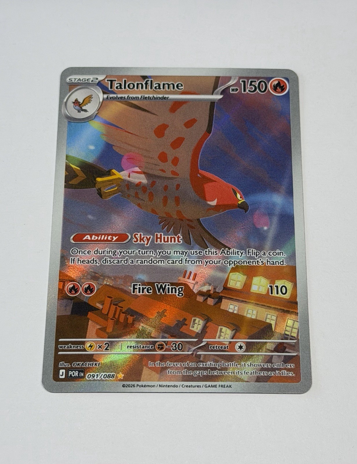 Talonflame 091/088 - IR Illustration Rare Perfect Order English Pokemon Card NM