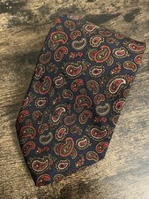 Brooks Brothers Makers Paisley Mens Navy Blue Silk USA Made Necktie