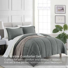 3PC Reversible Sherpa Down Alternative Comforter Set with