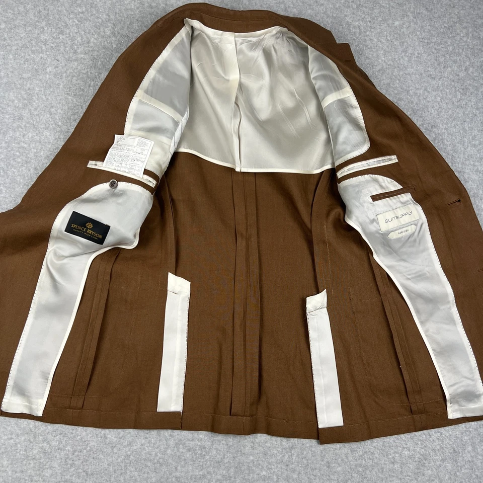 Blazer Abrigo Deportivo Suitsupply Havana HL 100% Lino 36R Marrón Puños de Cirujano LEER Foto 3 de 4