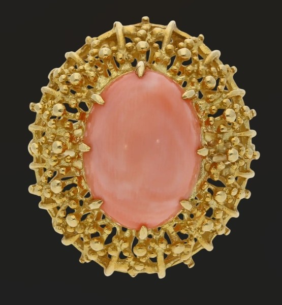 Engelshaut-Korallen-Ring, 18 Karat, Gr. 56