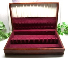 Sterling Silverplate Silverware Flatware Wood & Vinyl Storage Chest Case Box 12+