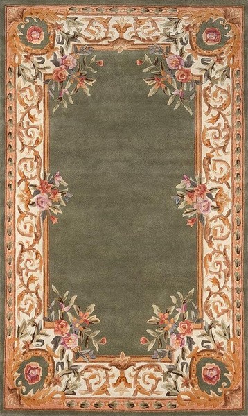 Alfombra de lana acolchada a mano - Alfombra floral tradicional Aubusson para sala de estar,