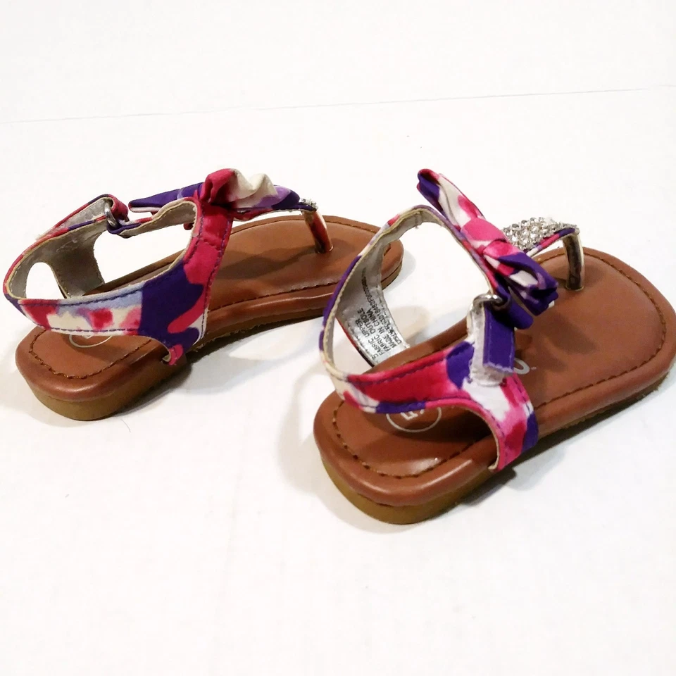 Sandalias de 5 tallas para niñas pequeñas zapatos estilo lazo estilo con tachuelas tie dye rosa niños Foto 3 de 4