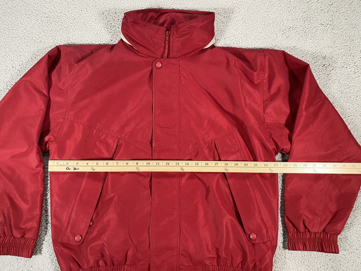 Sierra Sport Jacket Medium Full Zip Red Hood In Collar Pockets | eBay