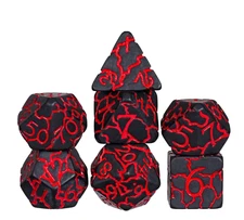 ⚡🔴Black/Red Crackle Dice Set | RPG DnD Dungeons Dragons AD&D Pathfinder d20