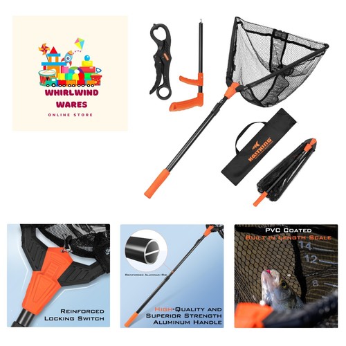 Fishing Net Fish Landing Net, Foldable & Lightweight Freshwater Fishing Landi...