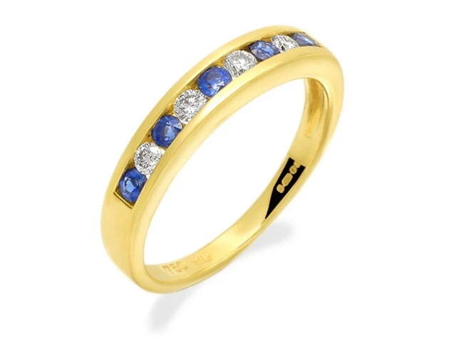 F.Hinds Womens Jewellery 18ct Gold Diamond And Sapphire Half