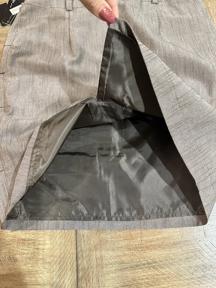 Saia reta lápis tamanho 4 nova com etiquetas AGB forrada marrom comprimento do joelho carreira escritório NOVO - Imagem 4 de 4