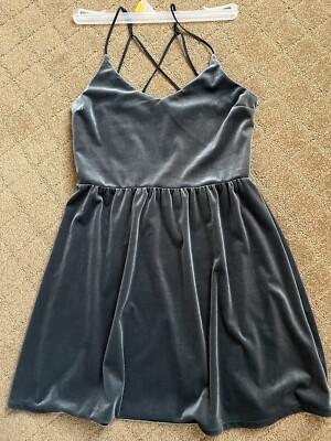 Aeropostale Greenish Blue Soft Stretch Velour Hoco Mini Dress Size M