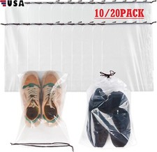 20Pcs Large Clear Shoe Bag Transparent Shoe Bags for Travel with Rope Portable