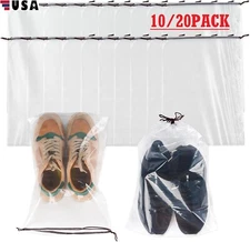 20Pcs Large Clear Shoe Bag Transparent Shoe Bags for Travel with Rope Portable