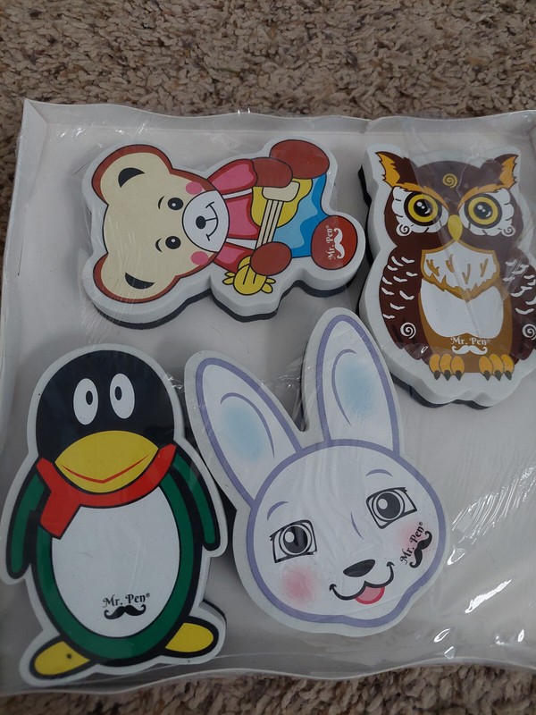 4 Pack Animal Shapped Dry Erase Whiteboard Erasers for Kids
