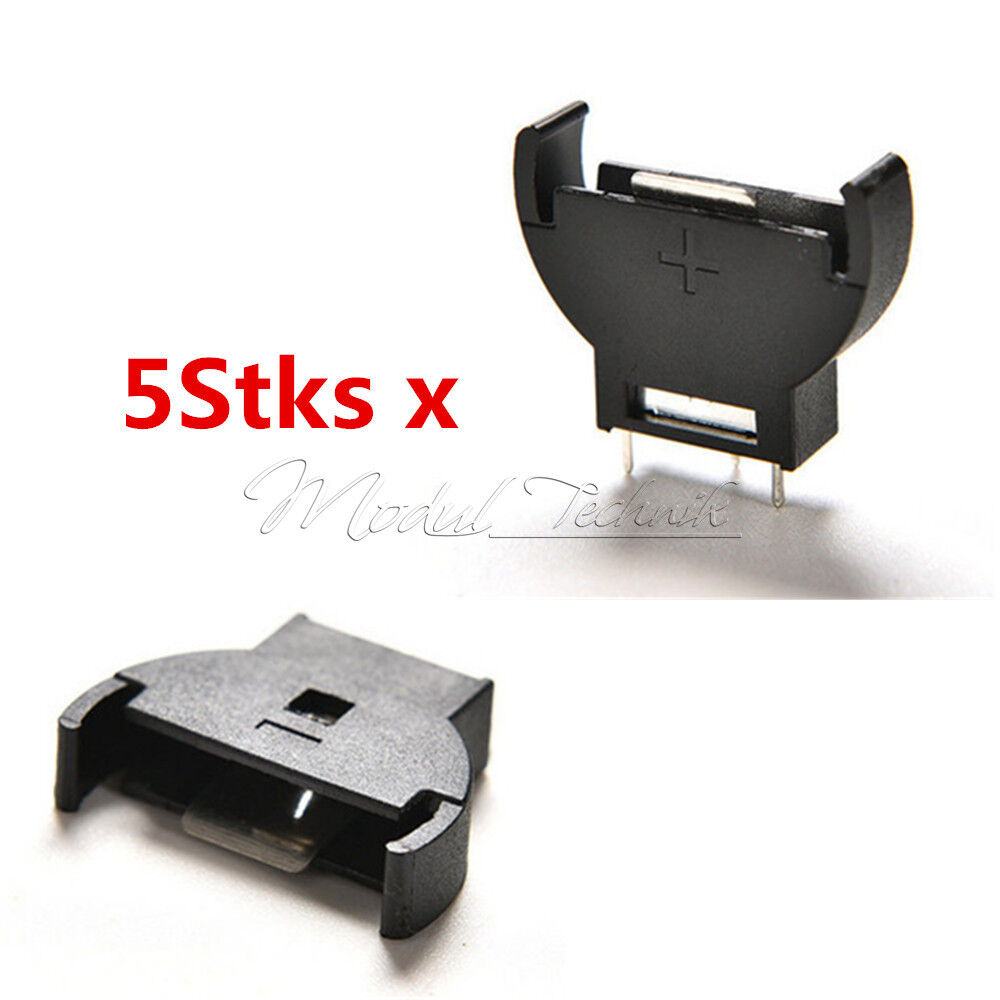 5Stks Black Plastic CR2032 3V Cell Button Lithium Battery Holder