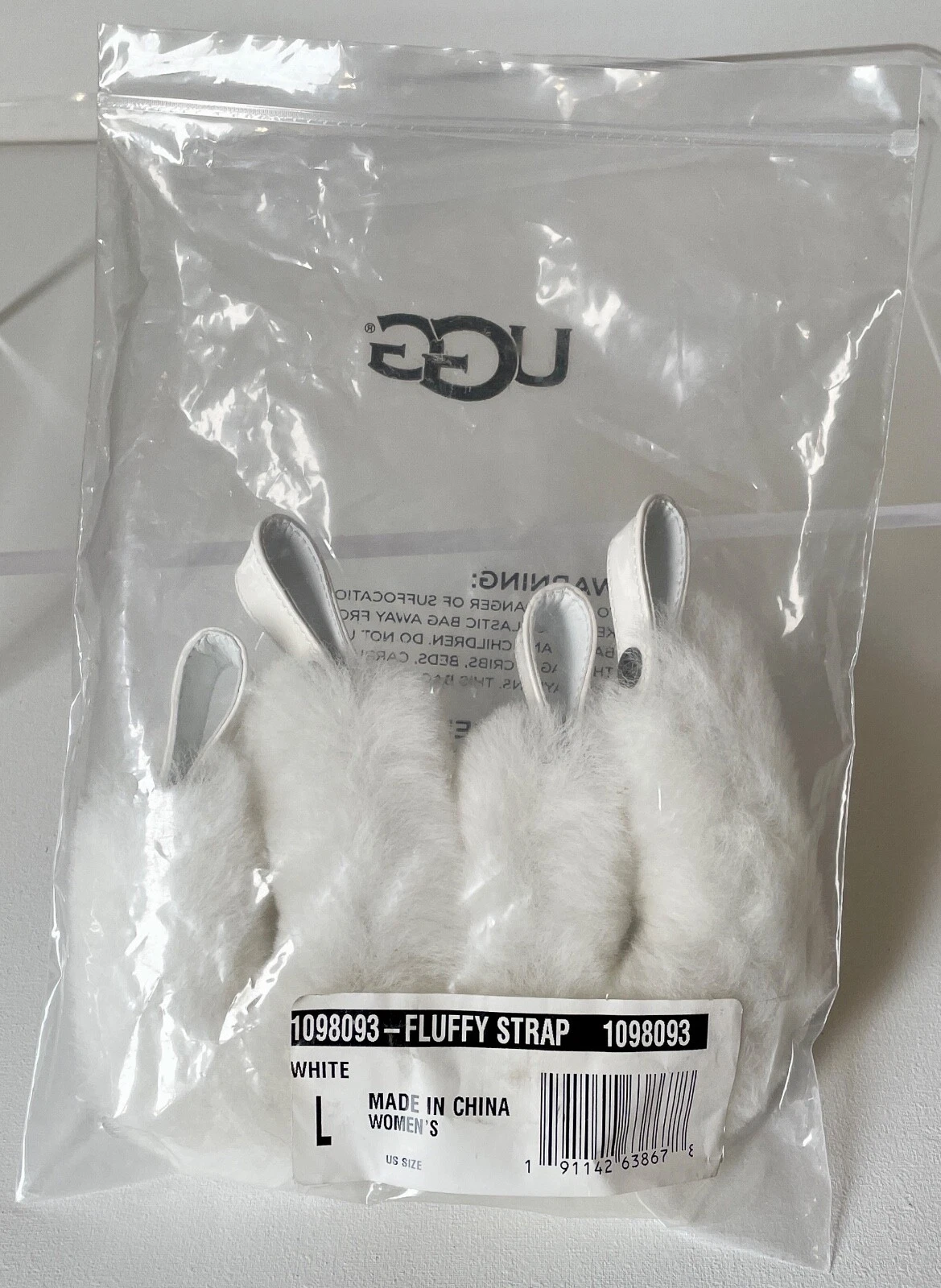 UGG Fluff It Fluffy Cinghie per Tacco in Pelle di Pecora Rimovibili per Infradito L 11 12 Bianco