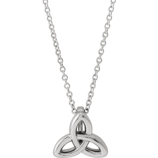 Celtic Trinity 16-18" Necklace In 14K White Gold