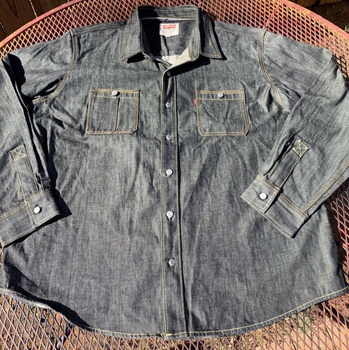 LEVI Men's Black 501 DENIM SHIRT Metal 