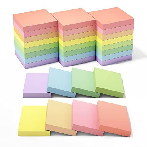 Post It Notes, Small Post It Notes, 1.5x2 Inches Pack Light Colors Macaroon 24