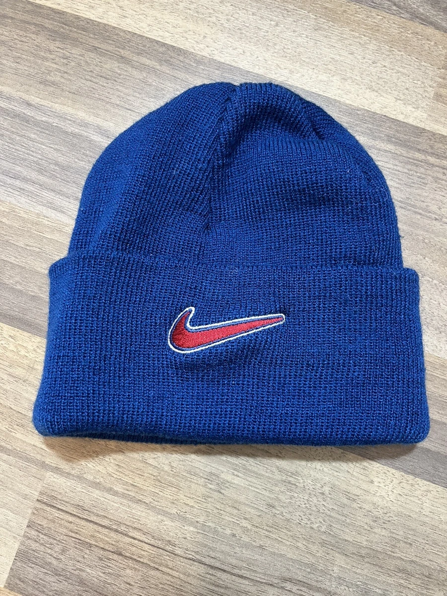 Vintage Nike Beanie Hat Big Swoosh 90’s hip hop Vtg Winter Skull Cap