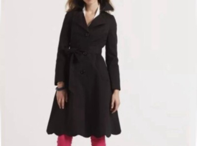 Kate Spade X Florence Broadhurst Black Scalloped Hem Trench Coat 