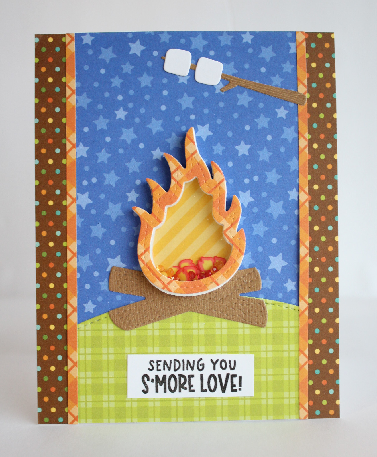 Handmade SENDING YOU S'MORE LOVE campfire SHAKER card kit of 4