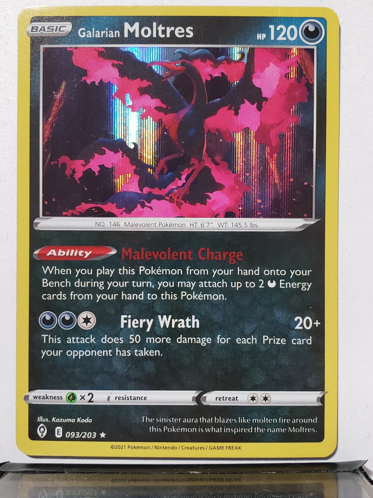 HOLO Galarian Moltres 093/203 NM - Evolving Skies Pokemon Card $2 Flat Shipping