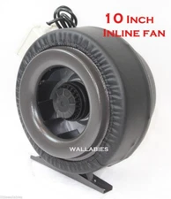 10" Inch Inline Fan Hydroponics Exhaust Duct Vent Blower 760CFM