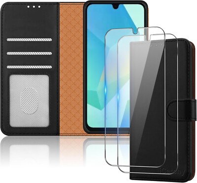Hülle für Samsung Galaxy A16 5G Leder Wallet RFID Cover mit 2 Displayschutz
