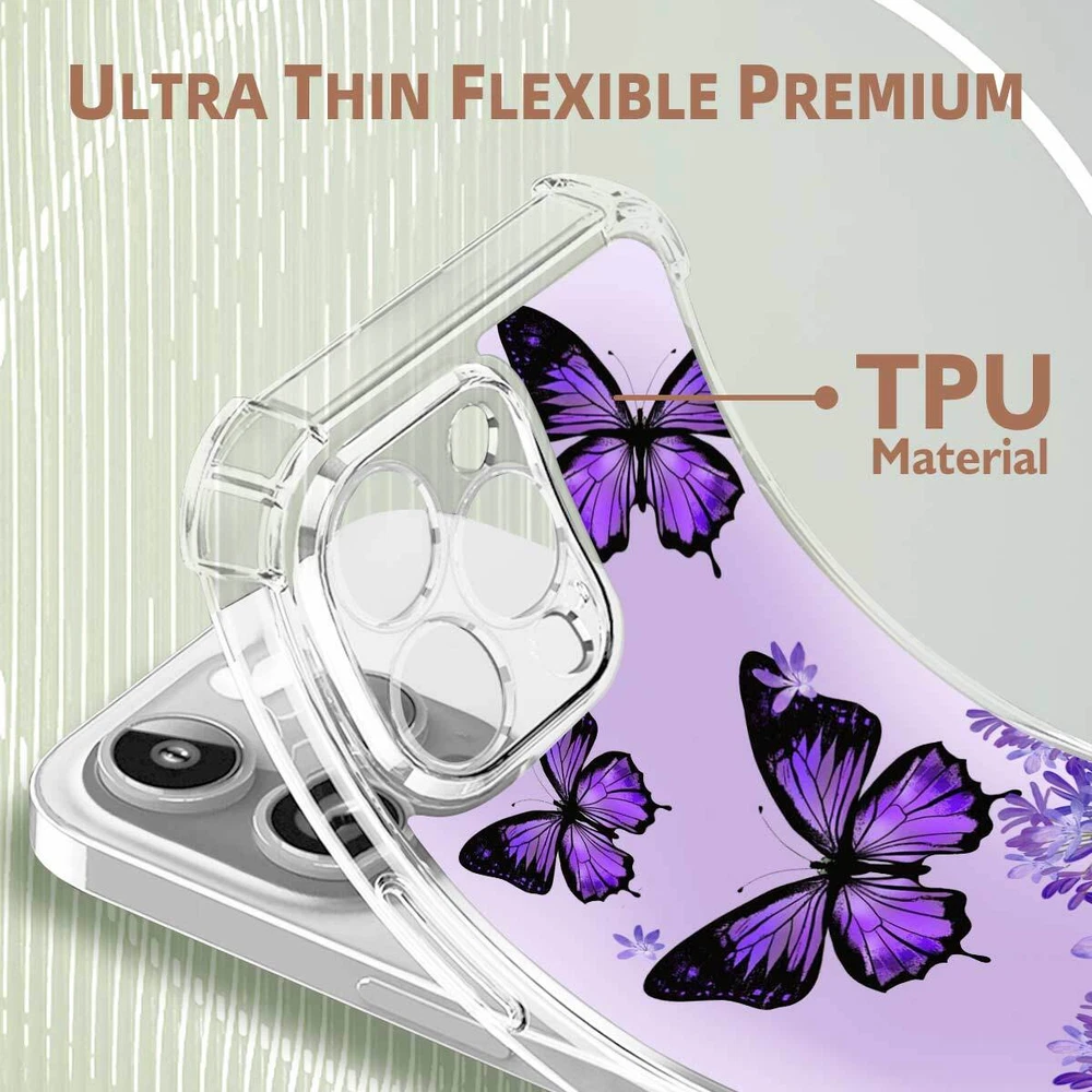 iPhone 14 Pro Max 15 16 Plus Samsung A56 A16 Butterfly TPU Case