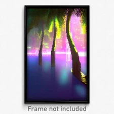 Pixel Art Poster - International Lagoon (8 Bit Psychedelic Video Game Print)