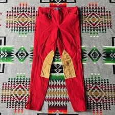 Ralph Lauren Womens Red Riding Breeches Leather Trim Size 2 D9