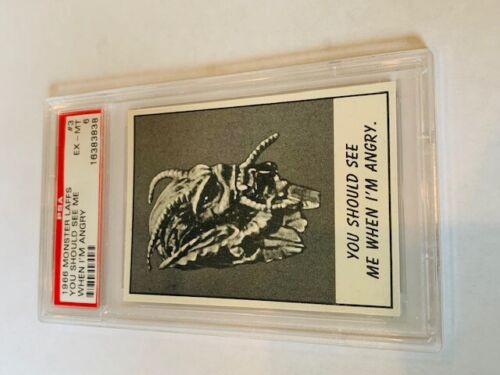 Monster Laffs Universal Horror Card 1966 TCG PSA 6 See Me Angry #3 Evil Mask vtg - Picture 2 of 3