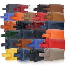 Herren & Damen Leder Kosmetiktasche, Kulturtasche Rasiertasche Badezimmertasche 