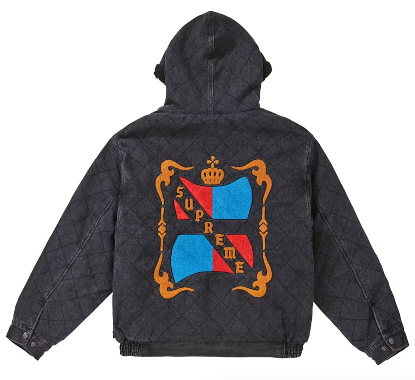 VESTE PILOTE EN DENIM MATELASSÉ FW18 SUPREME LAVÉE NOIRE TAILLE XL (Boîte #2)