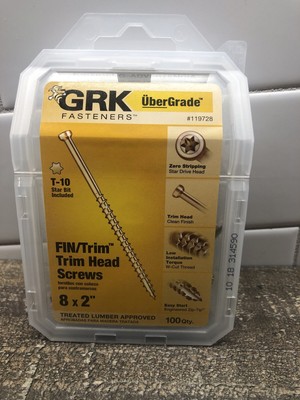 grk fin//trim head screws 8x2” 100qty Box