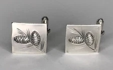 Vintage Stuart NYE Sterling Silver Pine Cone  Cufflinks Cuff Links