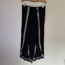 Vintage Y2K Black Embroidered Wrap Harem Pants Boho Hippie Indie Soft Girl XS