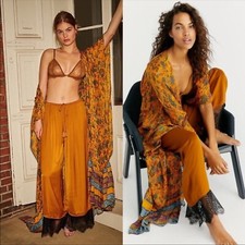 FREE PEOPLE TALKING IN MY SLEEP WIDELEG SATIN PANT W/ LACE TRIM