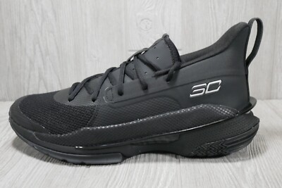 New UA Under Armour Curry 7 Team Black Silver Shoes Men's Size 12 3023838-005
