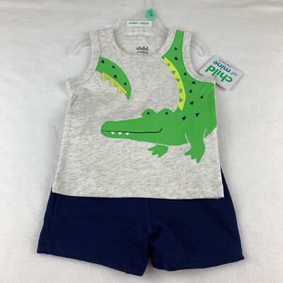 Child of Mine by Carter's Green Alligator Outfit with Navy Blue - Main Image