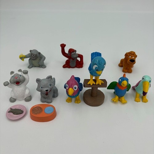 Vtg 90s My Precious Pets Lot Jasman PVC Cat Dog Lion Monkey Birds & Accessories