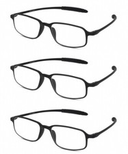 Calabria TR191 Flexie Sport Bendable Reading Glasses 2.75 Black 3 PACK Men Women