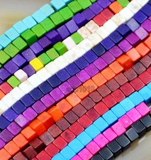 4x4mm Howlite Turquoise Cube Loose Spacer Beads 16" Pick Color