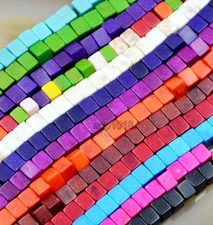 4x4mm  Howlite Turquoise Cube Loose Spacer Beads 16" Pick Color