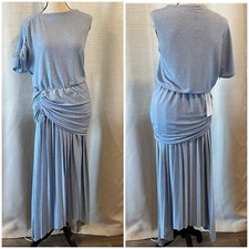 BCBGMAXAZRIA Pleated Gown Maxi Dress Baby Blue Shimmer Sz S NWT