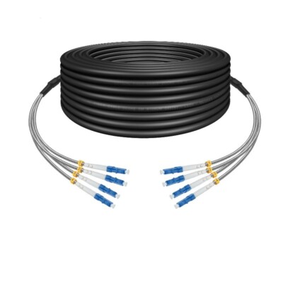 300M Field Outdoor LC-LC UPC 4 Strand 9/125 Single Mode Fiber Optical Patch Cord